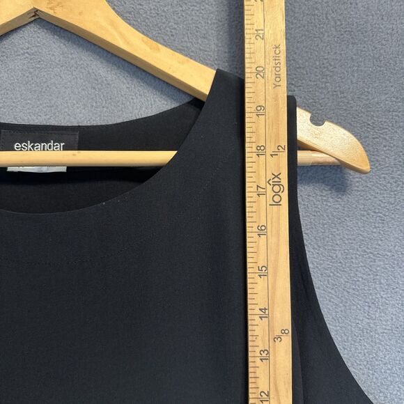 Eskandar 100% Silk A-Line Shell Tank Size 1 Black Quiet Luxury Minimalist Boxy - Picture 6 of 10